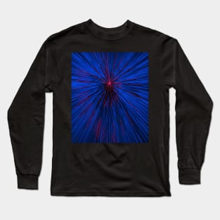 A colorful hyperdrive explosion - blue with neon red highlights version Long Sleeve T-Shirt